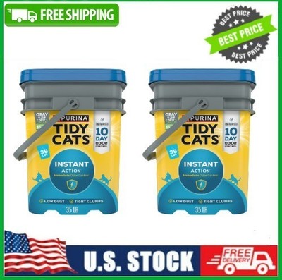 2 PACK Purina Tidy Cats Multi-Cat Clumping Kitty Litter, Instant Action 35lb Jug