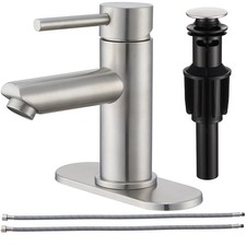 Brushed Nickel Bathroom Faucets Stainless Steel Single Handle Bathroom Sink F...
