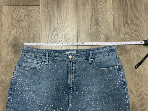 Good American Good Ease Damenjeans Kristallverzierung weites Bein Größe 14 - Bild 6 von 16