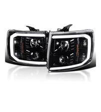 2007 - 2013 Chevy Silverado SPEC-D TUNING Jet Black LED Projector Headlights