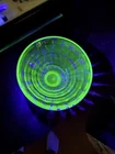 Anchor Hocking Block Optic Green Sherbet Ice Cream Bowl Uranium Depression Glass
