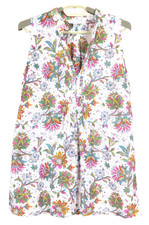 TB14043- CABI Women's Cotton Tank Top Sleeveless Floral Pleated Colorful Multi S