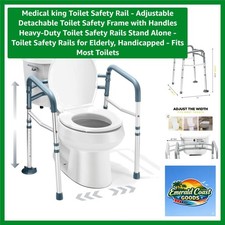 Toilet Safety Rail - Adjustable Detachable Toilet Safety Frame with Handles H...