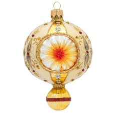 Miss Chatham Reflector Drop In Striped Gold Tree Ornament Vintage Holiday