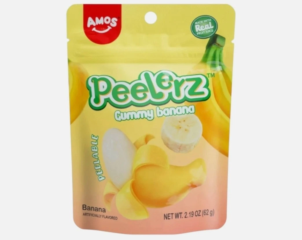 Amos peelers gummy banana pack of 6 x 65g