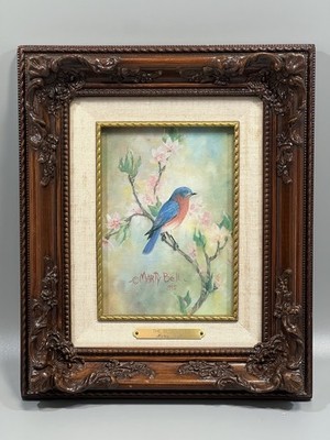 Vintage 1995 Framed Lithograph Art Piece ''The Bluebird'' by Marty Bell Signed