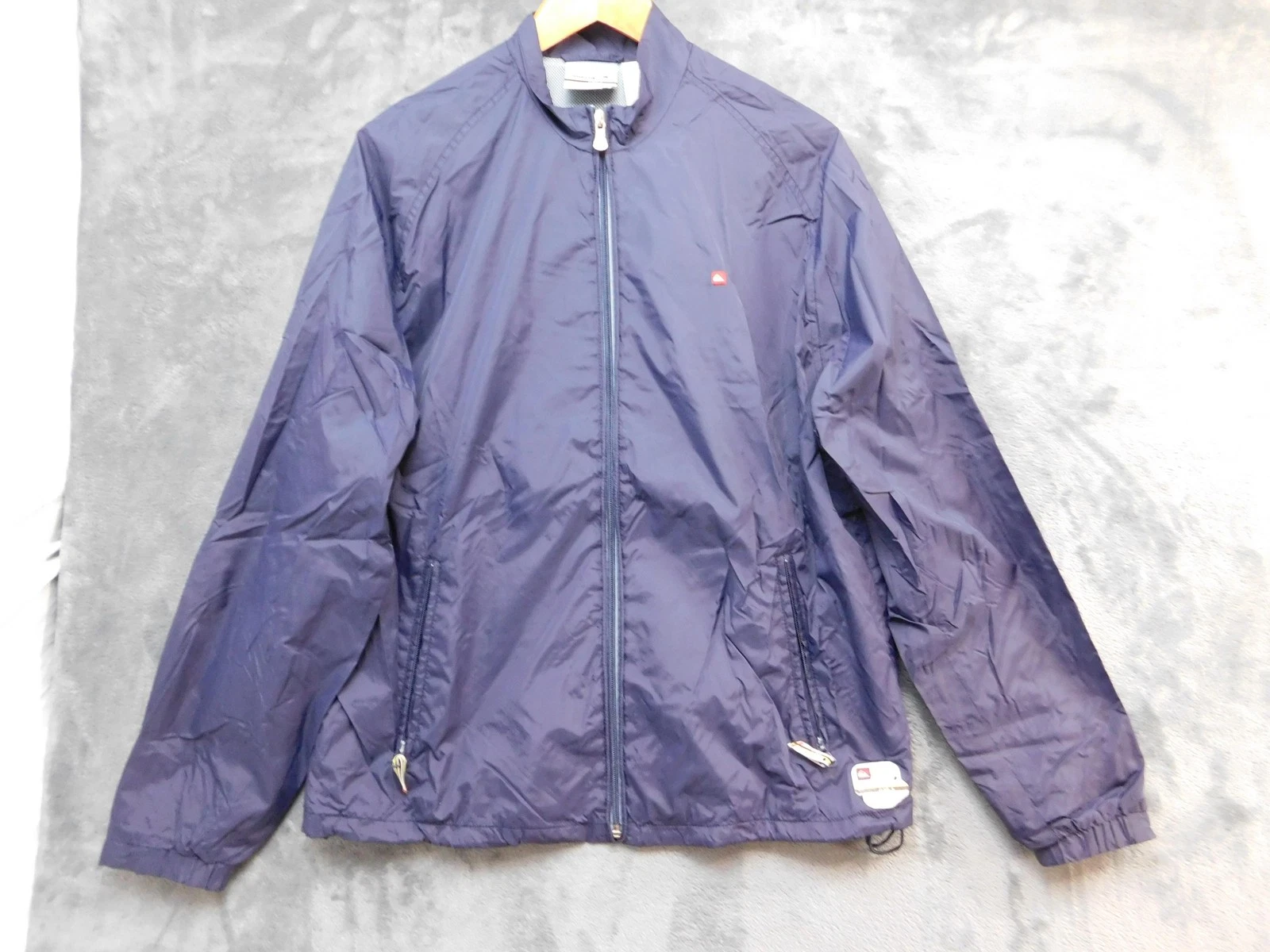 Quiksilver Jacket Mens Medium Blue Nylon Windbreaker Mesh Lined Zip Pockets