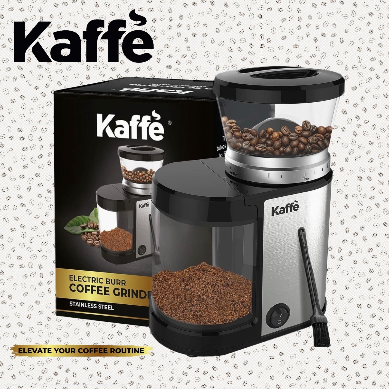 Kaff&egrave; (KF8022B) 20 Cup Burr Coffee Grinder in Stainless Steel - Brand NEW Sealed