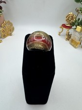 Handmade Murano Glass ring metallic bronze with Red and Gold swirl size 5.5