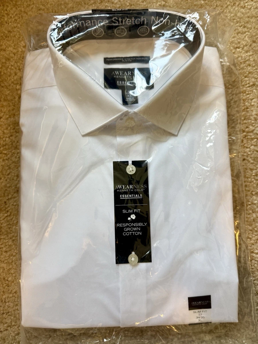 kenneth cole reaction slim fit white dress shirt Kenneth Cole Reaction Men's Slim Fit Stretch Dress Shirt - White