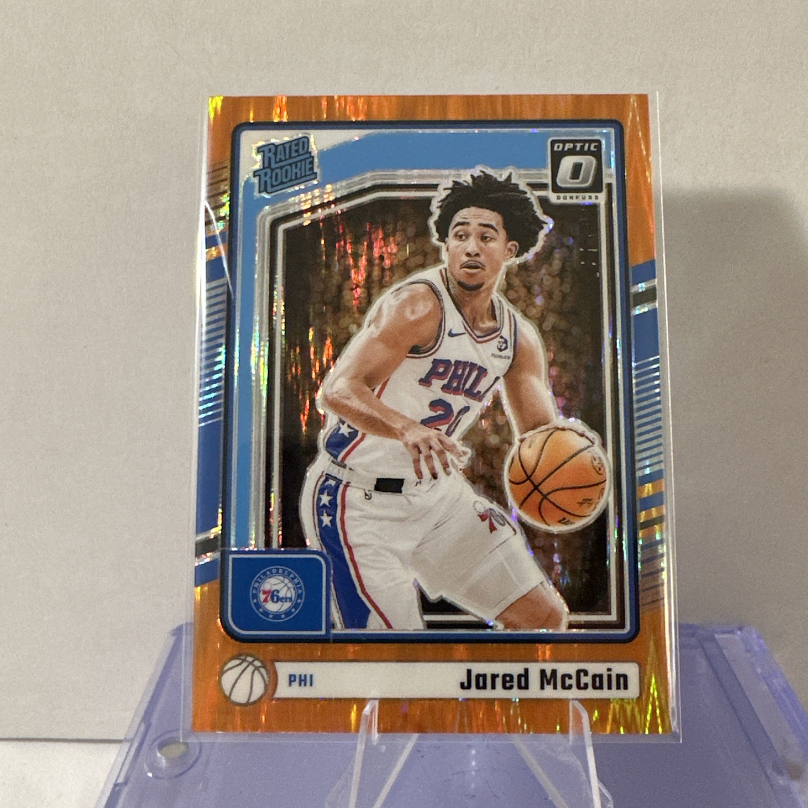 Jared McCain #270 (RC) - 2024-25 Panini Donruss Optic Orange Shock Prizm /225