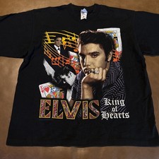 VTG 90s Elvis Presley King Of Hearts T-shirt Single Stitch USA XL NOS Licensed