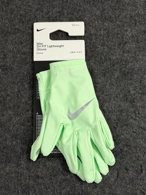Nike Dri-FIT Lightweight Running Gloves Unisex Size M / L Green Silver NEW
