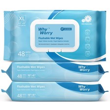 Flushable Wipes for Adults, Extra Large 8"x10" Butt Wipes for Toilet  Person...