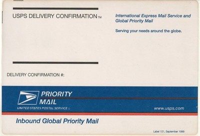 USA Priority Mail Inbound Global label Sept 1999