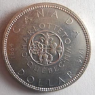 1964 CANADA DOLLAR - AU/UNC - Excellent Silver Crown Coin - Lot #A12
