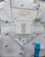 Blue Striped Floral Boyfriend Shorts Pyjama Set UK Size 4-24 2XS-2XL