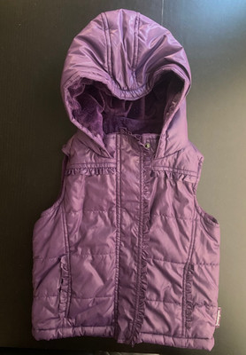 Youth Girl's Small 4T Purple Hooded Full Zip Lined Vest By Weatherproof