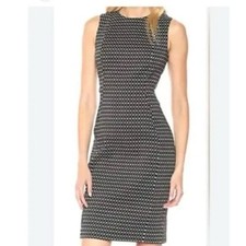 Calvin Klein Pencil Black and White Patterned Midi Dress Office Wear - Size 16