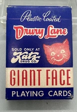 Drury Lane Playing Cards Giant Face Plastic Coated Only Katz Drug Linen Finish