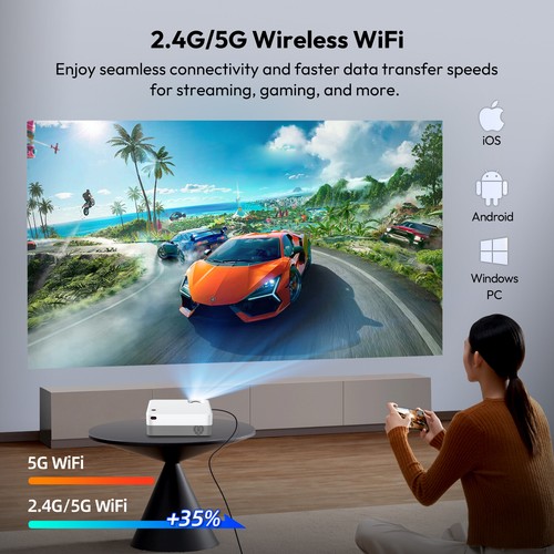 4K HD Smart Projector 5G WiFi 7000Lumen Bluetooth LED Android 1080P Home Theater - Picture 5 of 14