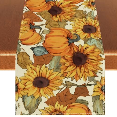 Lino Acuarela Calabaza Girasol Otoño Mesa Corredor Granja Otoño Otoño - Imagen 1 de 7