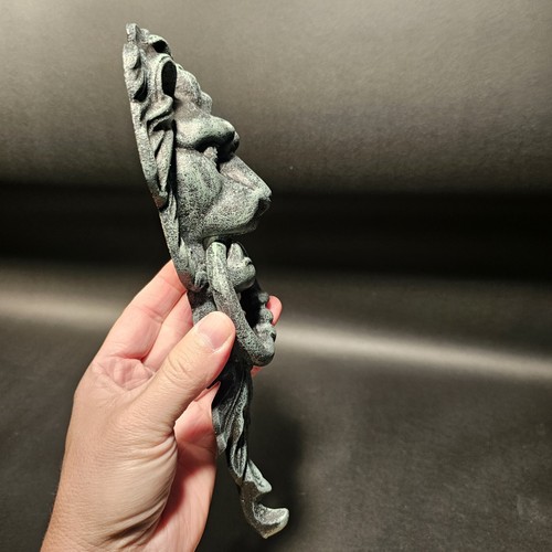 Antique Vintage Style Cast Verdi Green Iron Lion Door Knocker w Hook - Picture 10 of 18