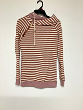 Ampersand Avenue Women's Double Hood Sweatshirt Size Medium striped 1/4 zip