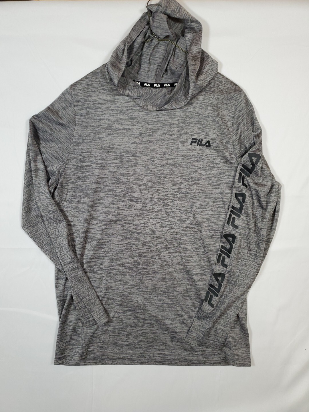 FILA Logo Performance Felpa con Cappuccio Uomo Med Manica Lunga Grigio