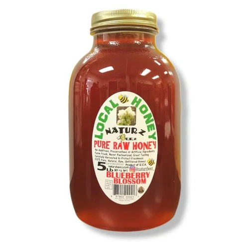 RAW HONEY BLUEBERRY BLOSSOM 5 LBS 100% PURE RAW UNFILTERED HONEY In Glass 5LB