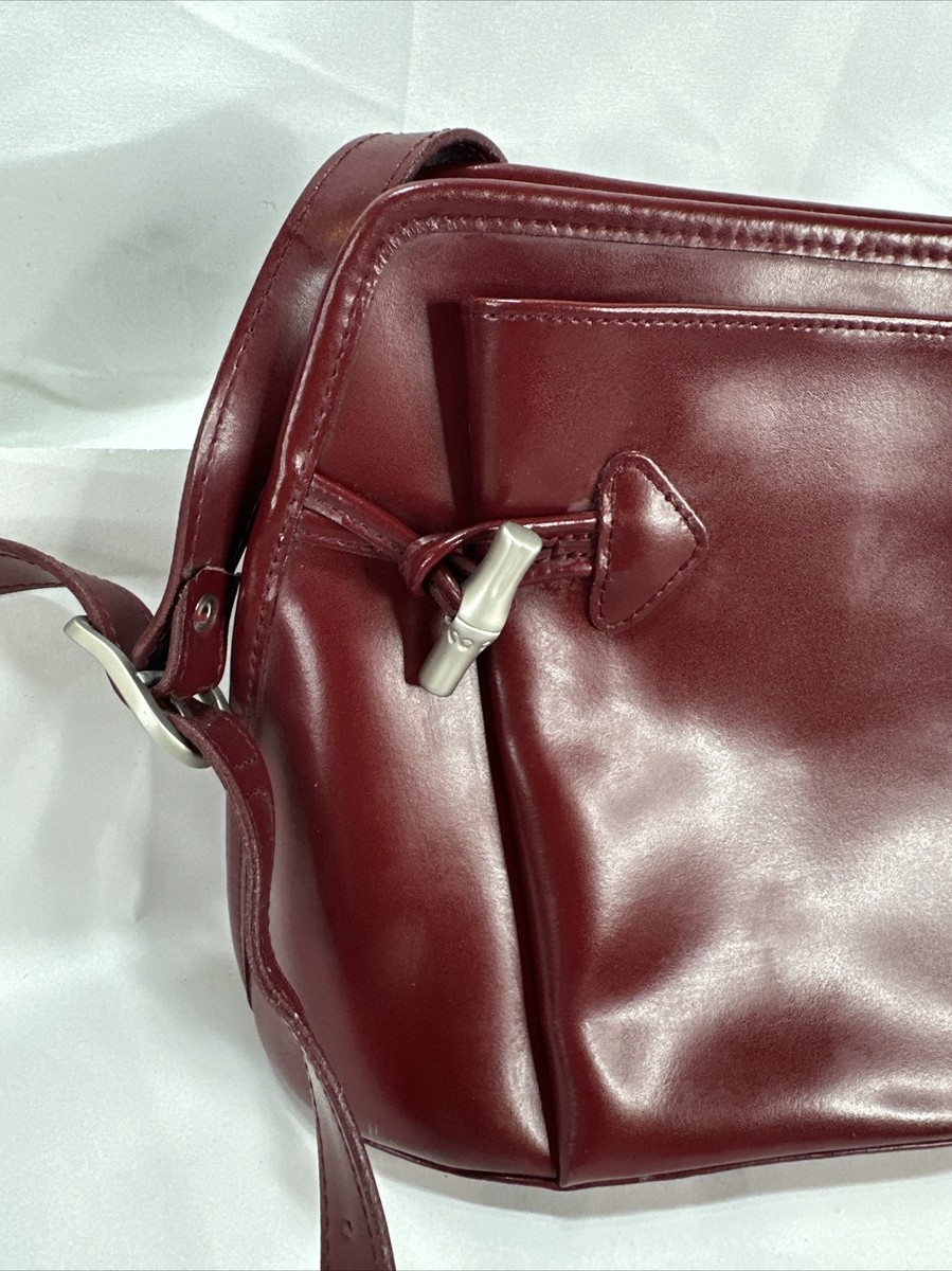 Longchamp Leather Crossbody Bag Burgundy Red Excellent | eBay