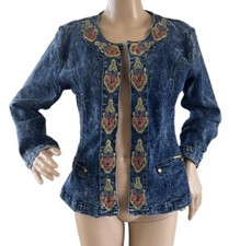 Paparazzi Womens Jacket By Db Sport Floral Embroidered Boho Festival Size Large