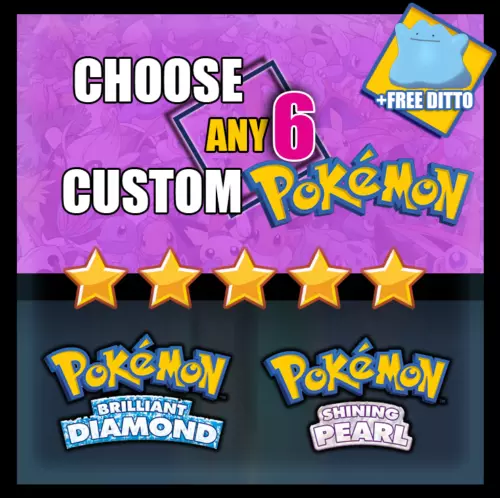 Pokemon Brilliant Diamond Shining Pearl Shiny 6IV 6 Custom Pokemon + Free  Ditto