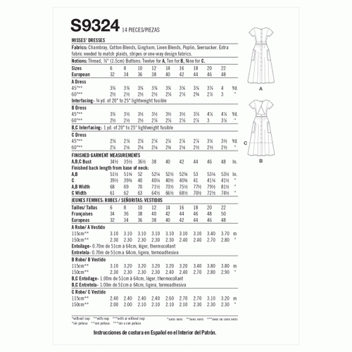 SIMPLICITY Schnittmuster 9324 Misses Damen Plus Kleid 6-14 oder 14-22 5 % RABATT - Bild 2 von 5