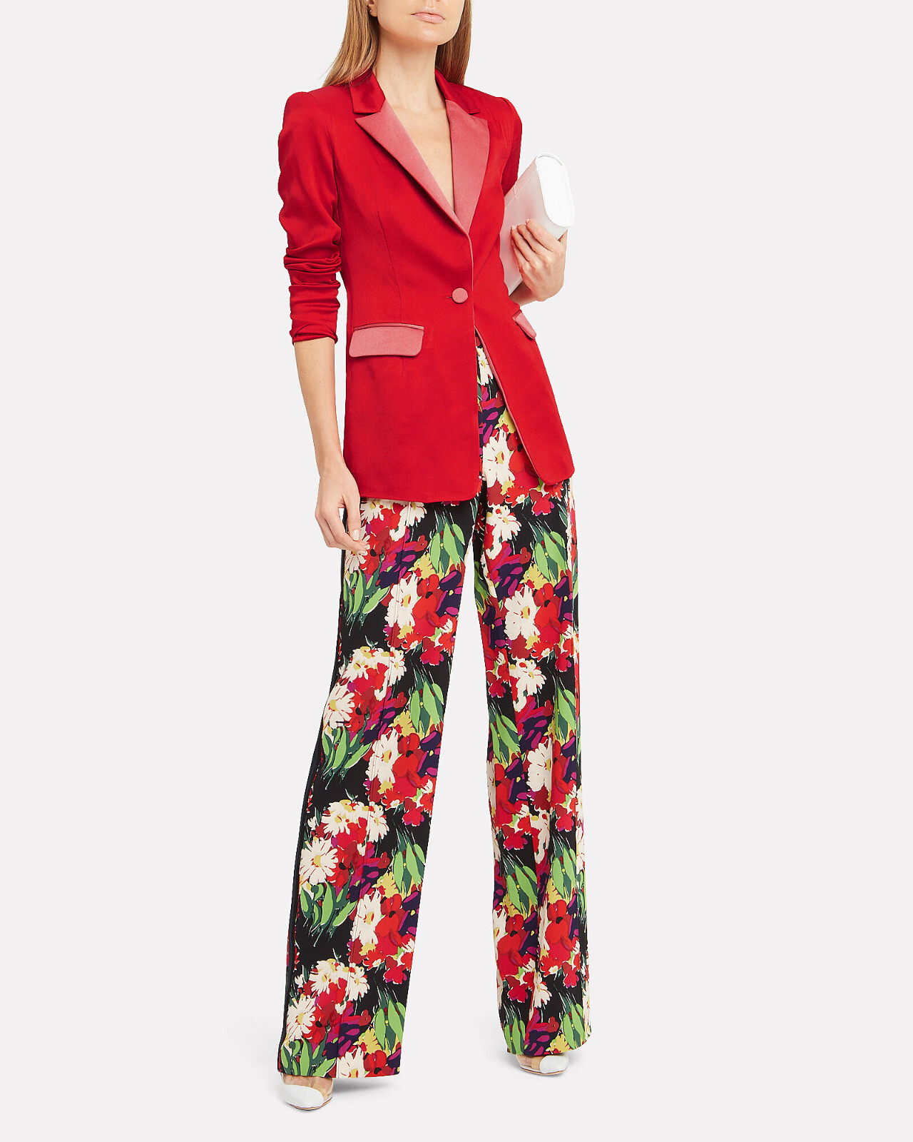 ALEXIS INTERMIX *NEVRA* RED SATIN COLOR BLOCK SUITING… Gem