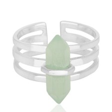 Aqua Chalcedony 925 Sterling Silver Ring Adjustable Wedding Band Jewelry