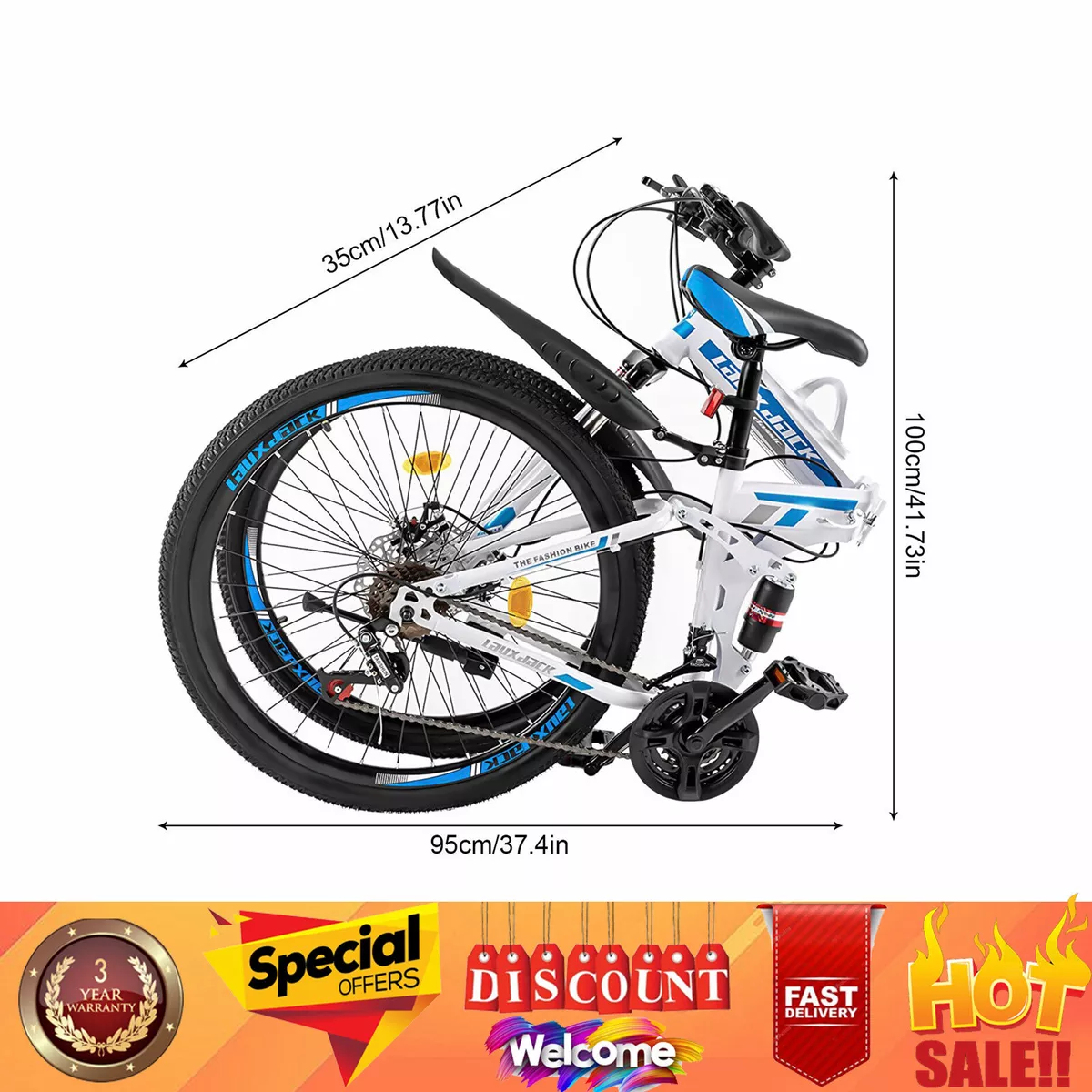 26and#034; Folding Mountain Bike 21 Speed Men Bikes MTB Bicycle School Dual Disc Brake eBay