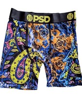 PSD Roses Wild Paisley Men's Blue Underwear Boxer Briefs Size: L New