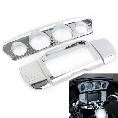 Tri Line Gauge Stereo Accent Trim Covers Fit Harley Electra Street Glide Chrome