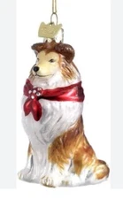 Quality Glass SHELTIE SHETLAND SHEEPDOG III Glass Christmas Ornament