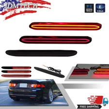 Smoke Rear Bumper Reflector LED Tail Brake Signal Lights For 2004-2008 Acura TSX