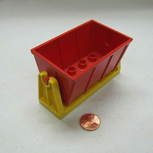 Lego Duplo Red & Yellow Swinging Train Car Tipper Bin Part Vintage