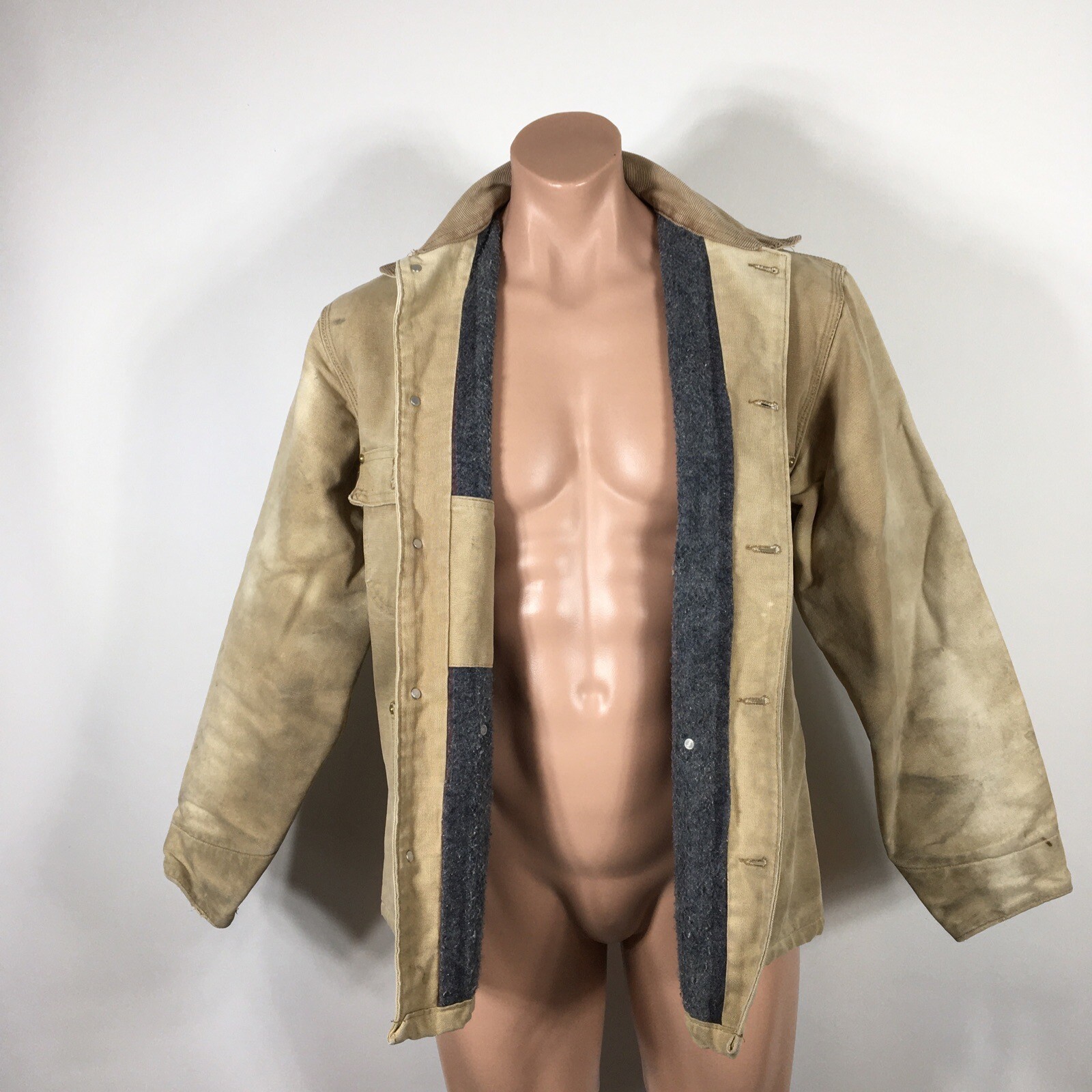 Vintage 1989 Carhartt Blanket Lined Chore Jacket 40R USA Brown Canvas UOP Saftey thumbnail 11