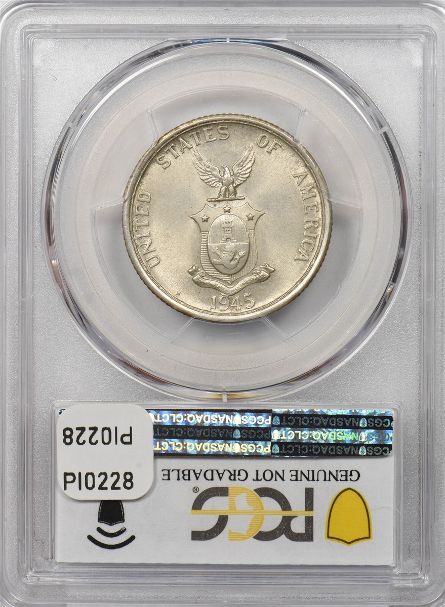 Philippines 1945 S 50 Centavos silver PCGS UNC PI0228 combine