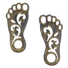 Set of 2 Barefoot Feet Stepping Stones Left & Right Antique Bronze Finish 12 in