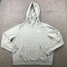 Nike Hoodie Womens Large Gray Spell out Swoosh Pullover Hooded Funnel Neck