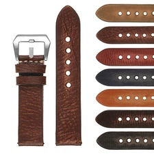 StrapsCo Vintage Washed Mens Thick Leather Watch Band - Quick Release Strap