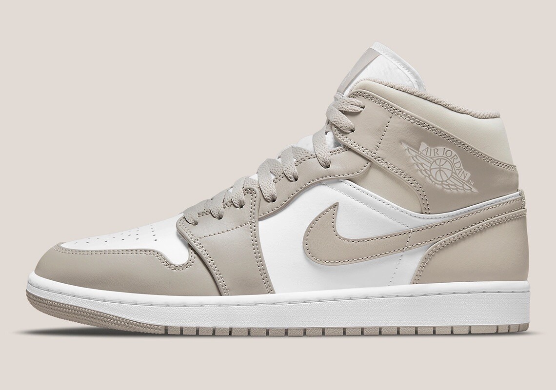 Nike Air Jordan 1 グレー/ホワイト US 9 Nike Air Jordan 1 Mid 'Linen' Grey/ White Men's Size US 9