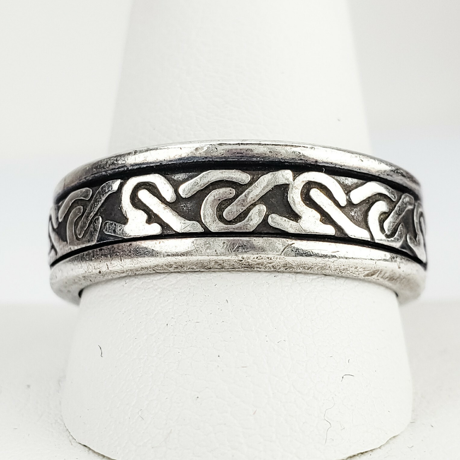 Sterling Silver 925 Celtic Pattern Design Spinner… - image 1