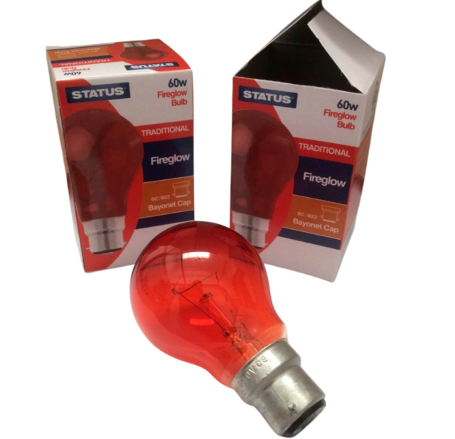 Pacco Da 10 Lampadine STATUS Red Fireglow 60W - Attacco BAIONETTA BC B22 - Per Incubatrici, Allevamenti
